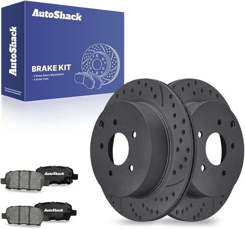 AutoShack Rear Brake Rotors Ceramic Brake Pads | Replacement for INFINITI QX60 Q50 JX35 FX35 M37 QX70 Q60 FX37 M56 M35h FX45 Q70L Nissan Pathfinder Quest 2009-2022 Murano V6 AWD | 6-PC Brake Kit in Saudi Arabia