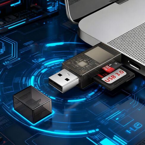 قارئ بطاقات USB 3.0 Micro SD، قارئ بطاقات SD 3 في 1، محول USB C إلى USB، قارئ بطاقات ذاكرة بفتحات مزدوجة بسرعة 5 جيجابت في الثانية لـ SD، TF متوافق مع أجهزة الكمبيوتر المحمول والكمبيوتر الشخصي وiPhone 17/16/15 وMacBook Pro/Air وiPad وAndroid in Saudi Arabia