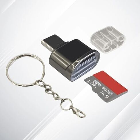 USB‑C Card Reader Type C Card Adapter with Key Ring for Mobile Phone Tablet Laptop for Wife Mom Travel Photography(Silvery) in Saudi Arabia