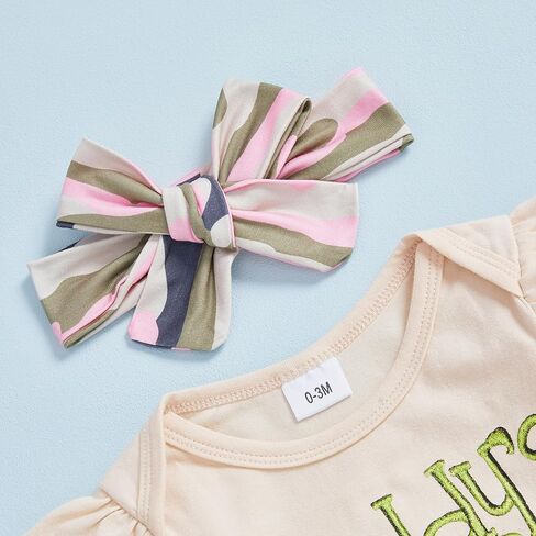 Baby Girl Hunting Outfit Daddy's Girl Bubble Romper Ruffle Long Sleeve Onesie Camo Pants Set Headband 3Pcs Clothes in Saudi Arabia