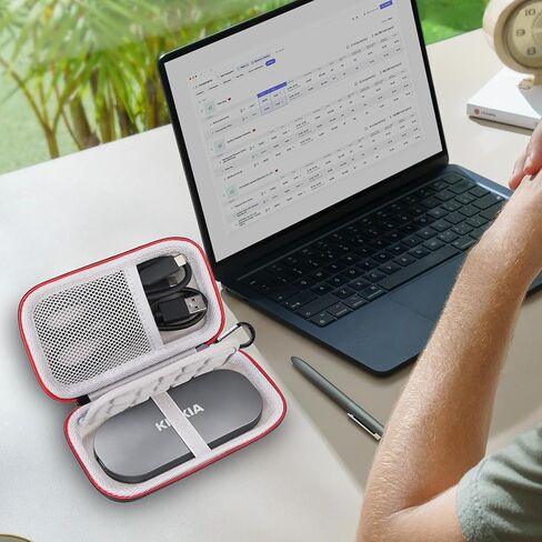 حقيبة حمل صلبة من Lacdo لجهاز KIOXIA EXCERIA Plus SSD سعة 500 جيجابايت و1 تيرابايت و2 تيرابايت محرك أقراص خارجي محمول صلب EVA مقاوم للصدمات وحقيبة سفر للتخزين، أسود in Kuwait