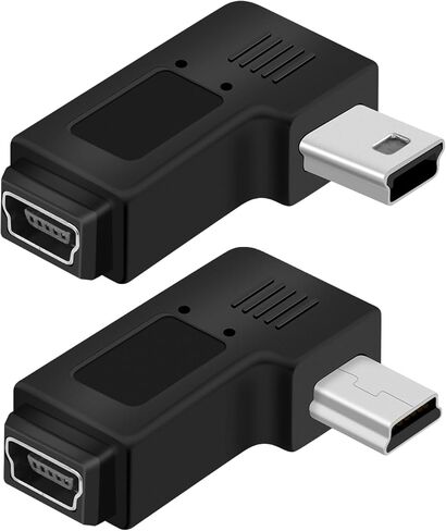 Mini USB 5 PIN Adapter,90 Degree Left and Right Angled Mini USB Male to Female Connector,Supports Charging and Data Transfer for Mobile Phones,Cameras,Laptops etc.(2Pack) in Kuwait