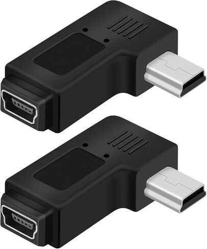 محول RIIEYOCA Mini USB 5 PIN، موصل USB صغير بزاوية 90 درجة يسارًا ويسارًا ذكر إلى أنثى، يدعم الشحن ونقل البيانات للهواتف المحمولة والكاميرات وأجهزة الكمبيوتر المحمولة وما إلى ذلك (عبوتان) in Saudi Arabia