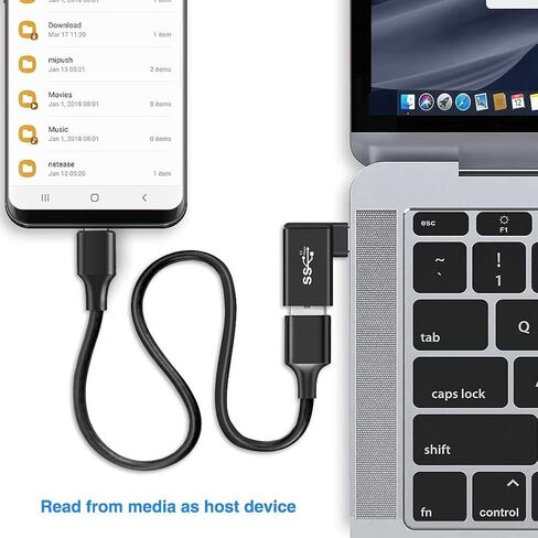 محول USB 3.0 إلى Type-C 90 درجة (2 حزمة)، USB أنثى إلى USB-C ذكر OTG للشحن السريع ونقل البيانات in Saudi Arabia