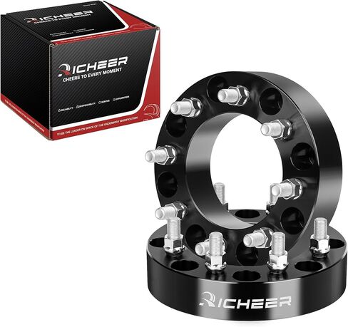 محولات عجلة Richeer 8x6.5 إلى 8x180 لـ 1999-2010 Silverado Sierra 2500 3500 Yukon XL Savana، محول عجلة 2 بوصة 8x165.1 مم إلى 8x180 مم مع ترصيع M14x1.5 وتجويف مركزي 126.15 مم in Kuwait