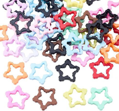 1 مربع 50PCS ألوان مختلطة القلب حلقة دائرة حبة الاكريليك مع فتحتين إطارات قلم قابلة للخرز لإصدار المجوهر in Saudi Arabia