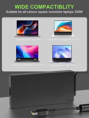 330W GaN AC Adapter Compatible with Lenovo Legion pro 9 7 9i 7i 5i 5 16" 16ARX8H 16IRX8H 16IRX9H 16IRX8 16IRX9 RTX 4070 4080 4090 Gaming Laptop ADL330SDC3A ADL330SCC3A ADL330SLC3A in Kuwait