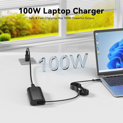 شاحن USB-C بقوة 100 واط متوافق مع Dell Precision 3480 3490 3580 3581 3590 3591 5480 5490 5680 5690 Latitude 9440 9450 2 في 1 7000 5000 سلسلة متوافقة مع Inspiron 13 14 16 17 Pro 14 16 زائد in Kuwait