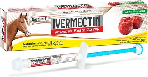 Horse Ivermectin Paste 1.87% – Apple Flavored Oral Dewormer Syringe – 6.08g Tube Treats Horses Up to 1,250 lbs [Pack-3] in Saudi Arabia