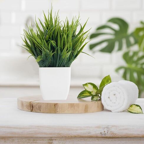 MISRTANY 6 Pack Small Fake Plants Artificial Potted Plants Faux Greenery Plants with Pot for Home Office Table Shelf Bathroom Farmhouse Indoor Decor - Black Pot in Kuwait