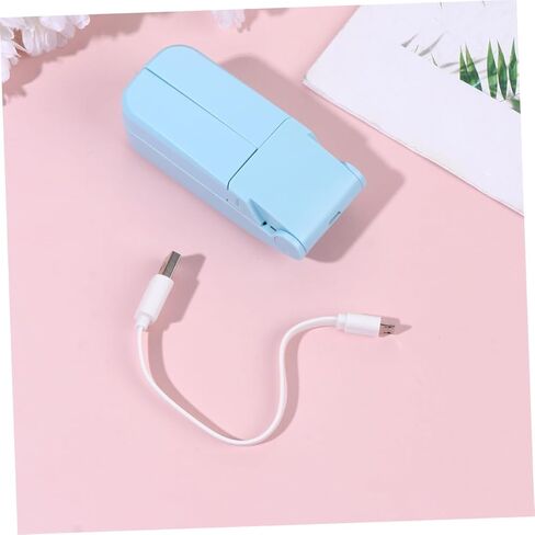 BESPORTBLE مروحة صغيرة USB برأس مزدوج، قابلة للشحن، مروحة صغيرة محمولة باليد للسفر والاستخدام في الهواء الطلق باللون الأزرق in Kuwait