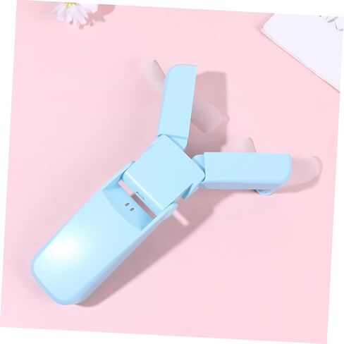 BESPORTBLE مروحة صغيرة USB برأس مزدوج، قابلة للشحن، مروحة صغيرة محمولة باليد للسفر والاستخدام في الهواء الطلق باللون الأزرق in Kuwait