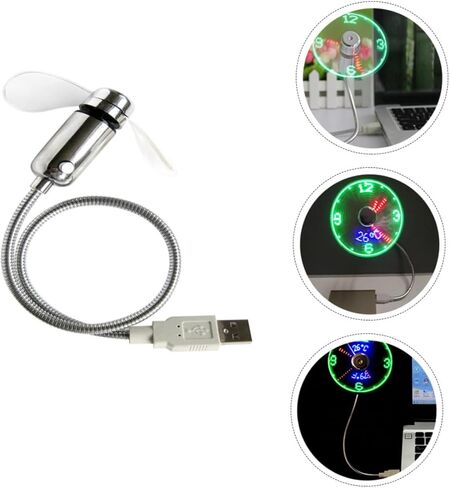 مروحة ساعة BESPORTBLE USB مع شاشة LED في الوقت الحقيقي، مروحة تبريد صغيرة قابلة لإعادة الشحن عبر USB للكمبيوتر المحمول وسطح المكتب، تعمل بالطاقة الشخصية للاستخدام في المكتب والسفر in Kuwait