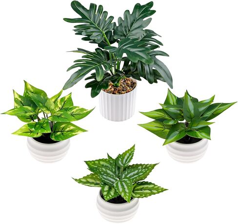 Gresorth 1 Pcs Artificial Large Palm Leaves Potted Decoration Fake Green Plant Bonsai Display Lifelike Tropical Monstera Ornament Home Housewarming Cabinet in Saudi Arabia