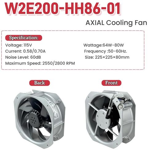 لمروحة تبريد EBM-PAPST W2E200-HH86-01، 115 فولت 80 وات 0.58-0.70 أمبير 50/60 هرتز، مروحة تدفق محورية 5 فائق التوهج 220VDB 225 × 225 × 80 مم in Saudi Arabia