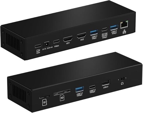 Laptop Docking Station, 15-in-1 USBC Docking Station, Triple Display with 2 x 4K HDMI and 1 x USB-C Video Port, 100W Charging for Laptop, 10 Gbps USB-C and 5 Gbps USB-A Data, Ethernet, SD in Saudi Arabia