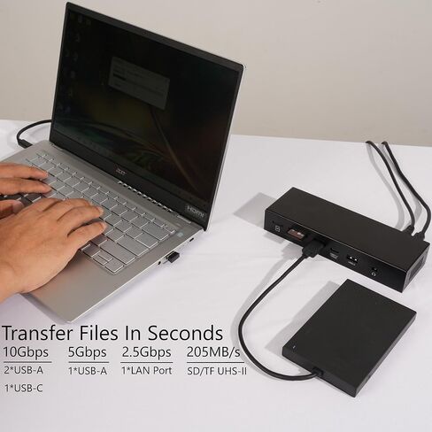 Laptop Docking Station, 15-in-1 USBC Docking Station, Triple Display with 2 x 4K HDMI and 1 x USB-C Video Port, 100W Charging for Laptop, 10 Gbps USB-C and 5 Gbps USB-A Data, Ethernet, SD in Saudi Arabia