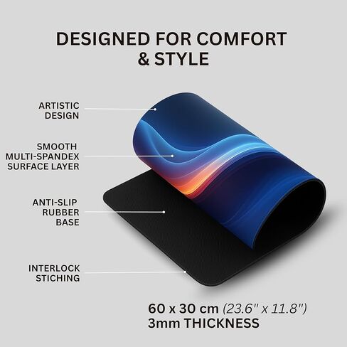 لوحة الماوس ، Aurora Waveflow Desk Desk Mat (23.6 × 11.8 بوصة) in Saudi Arabia