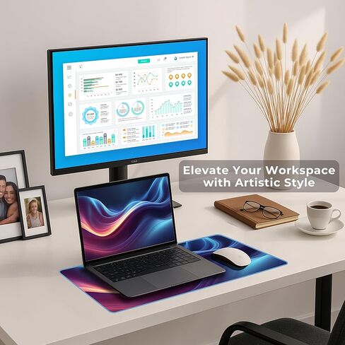 لوحة الماوس ، Aurora Waveflow Desk Desk Mat (23.6 × 11.8 بوصة) in Saudi Arabia