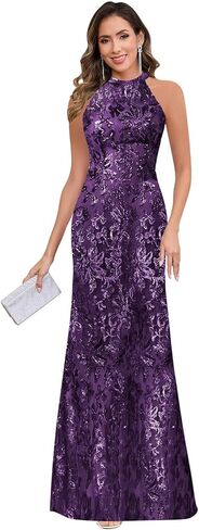 Vvecz Sequin Mother of The Bride Dresses Long Halter Mermaid Evening Formal Dress in Kuwait