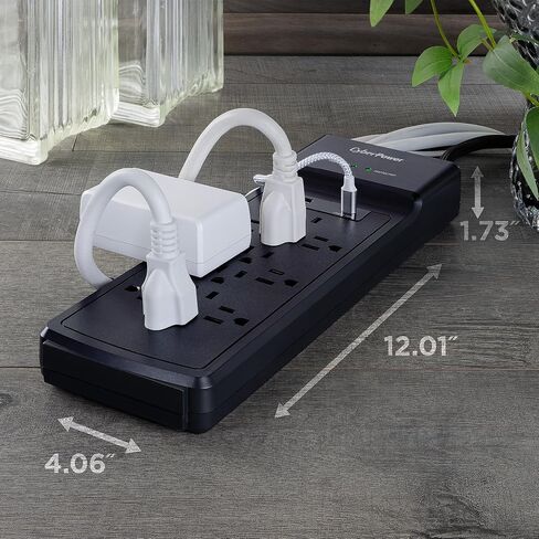 CyberPower CSP1206UC Surge Protector, 3000J, 12 Outlets, 1 USB-A, 1 USB-C, 6 Foot Power Cord, Black, ETL in Saudi Arabia