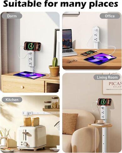 Electrical Outlet Extender Stick, 4-Way Directional Plug Expander, USB-C/2 USB-A & 2 AC Outlets, 8''-45'' Extendable, Secure Screw Mount for Sofa Bedside Home Office,Hard-to-Reach Outlets Solution in Saudi Arabia