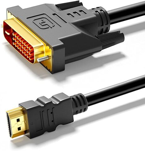 كابل محول HDMI إلى ذكر أسود بطول 5 أقدام من DVI إلى HDMI، 1080P، ثلاثي الأبعاد، مطلي بالذهب ثنائي الاتجاه، سلك 4K DVI-D لـ Raspberry Pi، Roku، Xbox One، PS5/4/3، شاشة، HDTV، Switch، DVD، TV، جهاز العرض، الكمبيوتر الشخصي in Kuwait