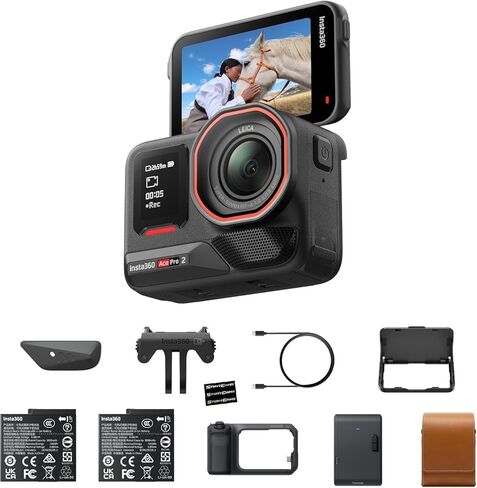 حزمة طباعة فلاش Insta360 Ace Pro 2 - كاميرا أكشن مقاومة للماء بدقة 8K مصممة مع مستشعر 1/1.3 بوصة، شريحة AI مزدوجة، إضاءة منخفضة رائدة، مجموعة Xplorer Grip Pro للتصوير الفوتوغرافي لمحتوى الشارع in Kuwait