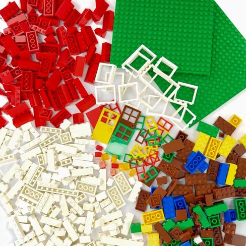 Creative Building Set with Classic Building Blocks - 400-Piece Set - 19 Shapes Include Doors, Windows, Roof Tiles, and Base Plates - 8 Colors - Reusable Storage Case in Saudi Arabia