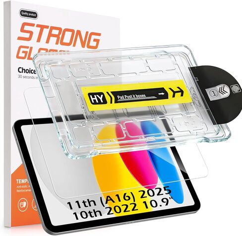 واقي شاشة متوافق مع iPad (A16) 11th 2025/ 10th 2022 10.9"، زجاج مقسى مع صينية تثبيت [وضوح HD] [9 صلابة] [مضاد للخدش] [سهل التركيب] in Kuwait