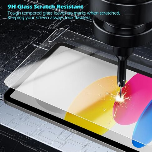 واقي شاشة متوافق مع iPad (A16) 11th 2025/ 10th 2022 10.9"، زجاج مقسى مع صينية تثبيت [وضوح HD] [9 صلابة] [مضاد للخدش] [سهل التركيب] in Kuwait