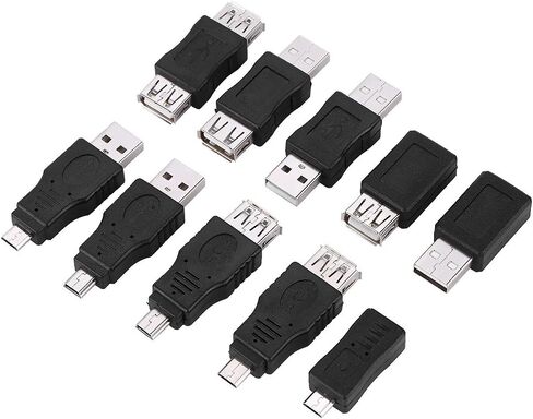 plplaaoo USB2 0 Adapters Converters Connectors High Speed Plug Play Multiple Types Kit Universal Compatibility for Laptops Mobile Hard Drives Black 10 Pack in Saudi Arabia