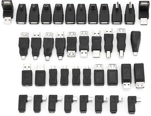 plplaaoo USB2 0 Adapters Connectors Converters Pack of 40 Angled Mini Micro Type B Male Female Plug and Play Universal Compatibility for Electronics Devices Computers Black in Saudi Arabia