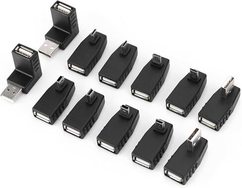 plplaaoo USB2 0 Adapters Connectors Converters Pack of 40 Angled Mini Micro Type B Male Female Plug and Play Universal Compatibility for Electronics Devices Computers Black in Saudi Arabia