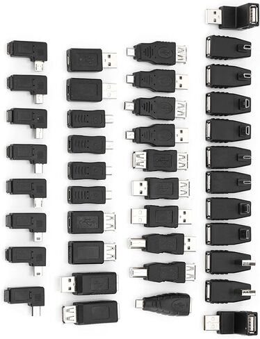 plplaaoo USB2 0 Adapters Connectors Converters Pack of 40 Angled Mini Micro Type B Male Female Plug and Play Universal Compatibility for Electronics Devices Computers Black in Saudi Arabia
