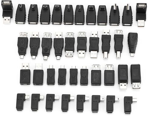 plplaaoo USB2 0 Adapters Connectors Converters Pack of 40 Angled Mini Micro Type B Male Female Plug and Play Universal Compatibility for Electronics Devices Computers Black in Saudi Arabia