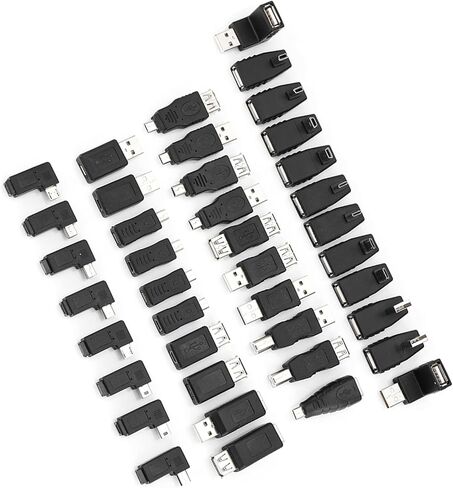 plplaaoo USB2 0 Adapters Connectors Converters Pack of 40 Angled Mini Micro Type B Male Female Plug and Play Universal Compatibility for Electronics Devices Computers Black in Saudi Arabia