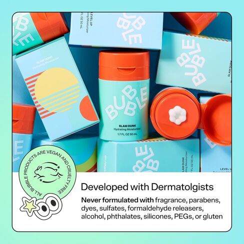 Bubble Skincare Slam Dunk Hydrating Facial Moisturizer - Natural Aloe Juice + Avocado Oil for Skin Hydration and Blue Light Protection - Daily Face Moisturizer for Sensitive Skin (50ml) in Saudi Arabia