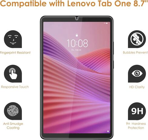 واقي شاشة مكون من عبوتين متوافق مع Lenovo Tab One 8.7 بوصة، [وضوح عالي الدقة] [9 صلابة] [مضاد للخدش] زجاج مقوى in Kuwait