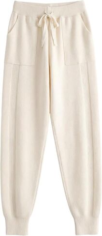 Gihuo Women' s Sweater Pants Elastic Waist Palazzo Harem Pants Knit Joggers with Pockets in Saudi Arabia