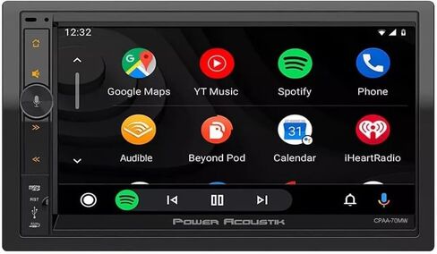 باور اكوستيك CPAA-70MW | ستيريو سيارة Apple CarPlay مزدوج الدين مقاس 7 بوصات | جهاز استقبال صوت الوسائط المتعددة بشاشة تعمل باللمس بنظام Android التلقائي مع دعم بلوتوث وكاميرا احتياطية in Kuwait