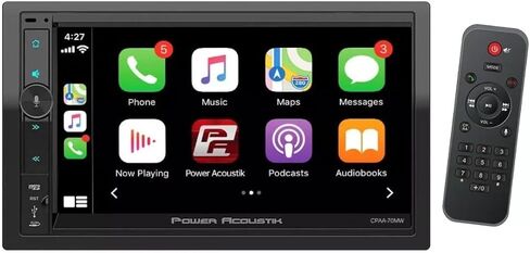 باور اكوستيك CPAA-70MW | ستيريو سيارة Apple CarPlay مزدوج الدين مقاس 7 بوصات | جهاز استقبال صوت الوسائط المتعددة بشاشة تعمل باللمس بنظام Android التلقائي مع دعم بلوتوث وكاميرا احتياطية in Kuwait