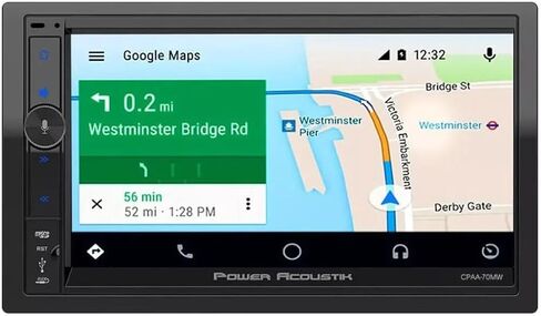 باور اكوستيك CPAA-70MW | ستيريو سيارة Apple CarPlay مزدوج الدين مقاس 7 بوصات | جهاز استقبال صوت الوسائط المتعددة بشاشة تعمل باللمس بنظام Android التلقائي مع دعم بلوتوث وكاميرا احتياطية in Kuwait