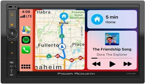 باور اكوستيك CPAA-70MW | ستيريو سيارة Apple CarPlay مزدوج الدين مقاس 7 بوصات | جهاز استقبال صوت الوسائط المتعددة بشاشة تعمل باللمس بنظام Android التلقائي مع دعم بلوتوث وكاميرا احتياطية in Kuwait