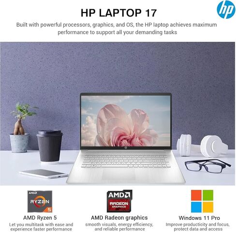 كمبيوتر HP 17 الأساسي للكمبيوتر المحمول، 17.3 IPS FHD Business PC، 6-Core AMD Ryzen 5، ذاكرة الوصول العشوائي 64 جيجابايت، تخزين 2 تيرابايت (2 تيرابايت SSD + 500 جيجابايت تحويلة)، Windows 11 Pro Copilot AI Lifetime Office، HubxcelAccesory، لوحة أرقام in Kuwait