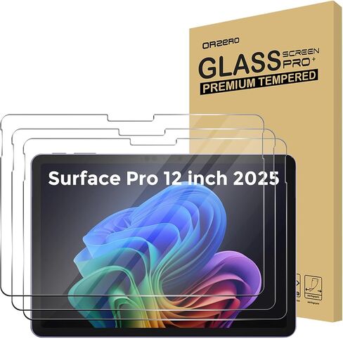 Orzero (3 Pack) Compatible for Microsoft Surface Pro 12 inch 2025 Tempered Glass Screen Protector, Protector De Pantalla 9H High Definition Anti-Scratch Bubble-Free in Saudi Arabia