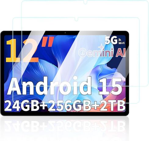 واقي شاشة لجهاز Relndoo TAB9 Android 15 اللوحي مقاس 12 بوصة، مضاد للخدش 9H حساس للمس، حواف مستديرة 2.5D خالية من الفقاعات، سهل التركيب، عبوتان. in Kuwait