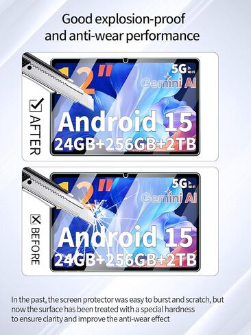 واقي شاشة لجهاز Relndoo TAB9 Android 15 اللوحي مقاس 12 بوصة، مضاد للخدش 9H حساس للمس، حواف مستديرة 2.5D خالية من الفقاعات، سهل التركيب، عبوتان. in Kuwait