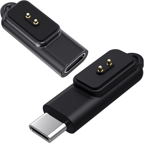 قاعدة شحن بديلة من Discool متوافقة مع Xiaomi Band 10/10 NFC/9/9 Pro/8 Active/8 Pro/Band 2، محول حامل شاحن الساعة الذكية ذكر إلى Famale من النوع C (أسود/قطعتين) in Kuwait