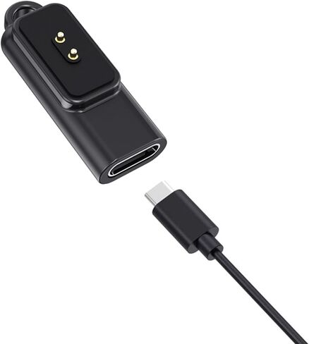 قاعدة شحن بديلة من Discool متوافقة مع Xiaomi Band 10/10 NFC/9/9 Pro/8 Active/8 Pro/Band 2، محول حامل شاحن الساعة الذكية ذكر إلى Famale من النوع C (أسود/قطعتين) in Kuwait